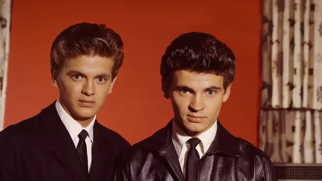 Everly Brothers in their early days. Pushed back, well oiled hairstyles of the day.