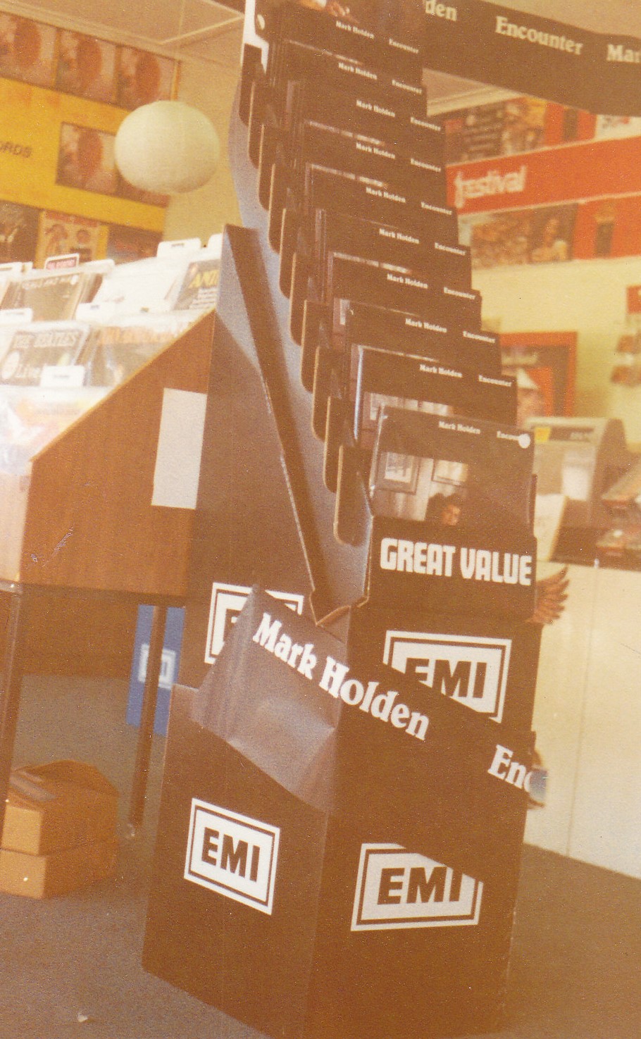 In store record display.
