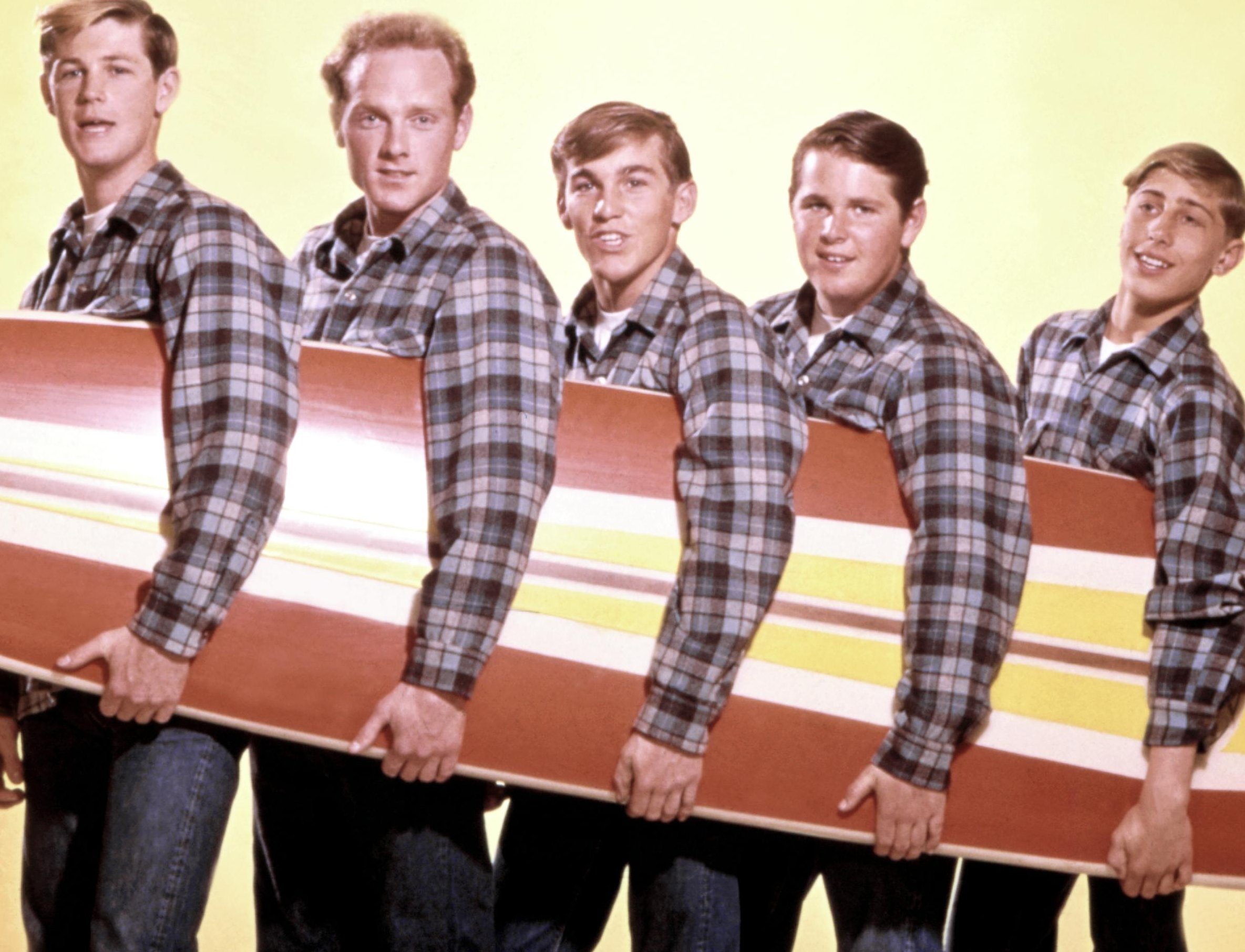 The start of the surf craze, The Beach Boys California Sound is on the move! Early publicity shot.
